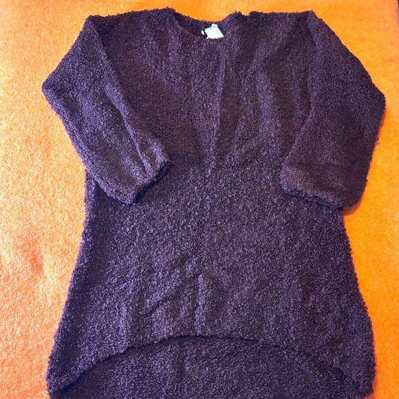 Burgundy touch of wool boucle long sleeves nightshirt lounge dress made in Italy - Picture 4 of 11